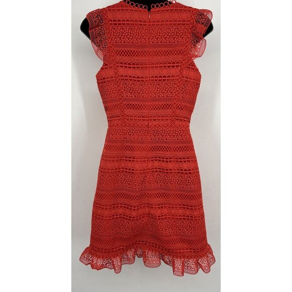 J Crew Women Sheath Dress Red Size 0 Ruffle Eyelet Lined Women Round Neck New - Picture 4 of 8